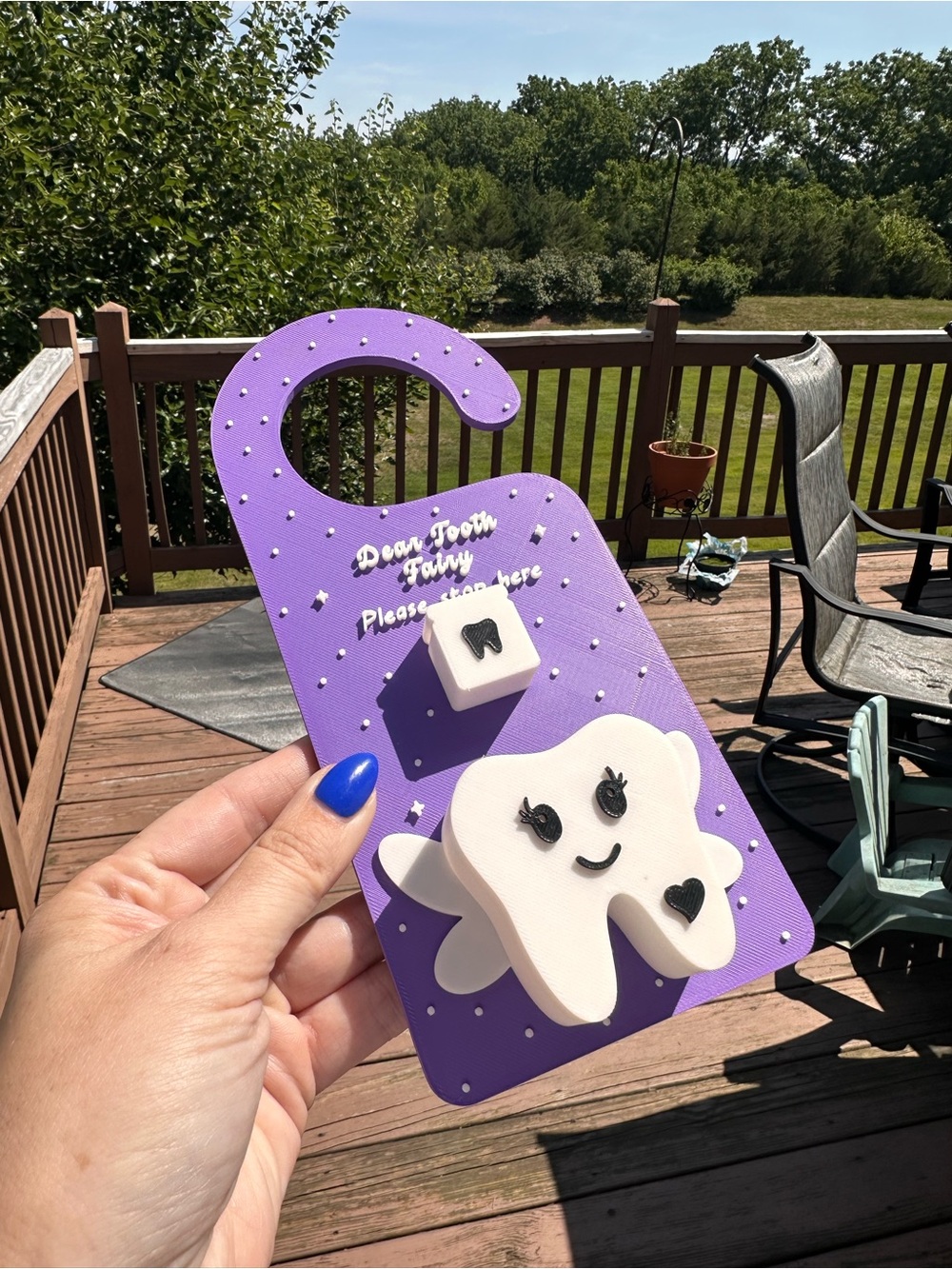 3d printed Purple Tooth Fairy Door Hanger